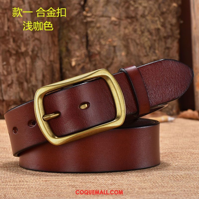 Ceinture Homme Cuir De Vache Alliage Couche De Tête, Ceinture Pure Âge Moyen Dunkel