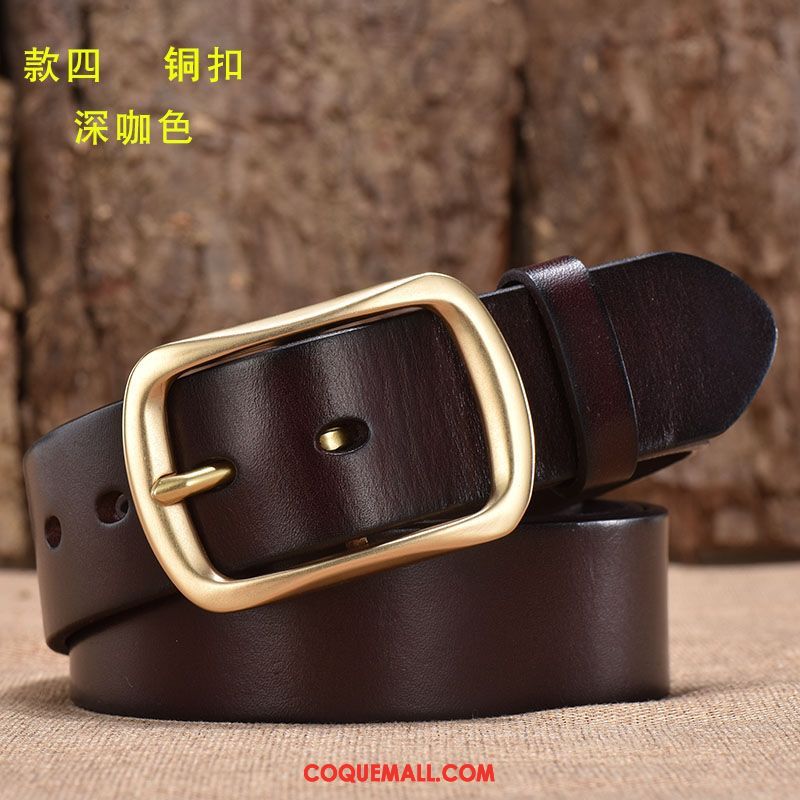 Ceinture Homme Cuir De Vache Alliage Couche De Tête, Ceinture Pure Âge Moyen Dunkel