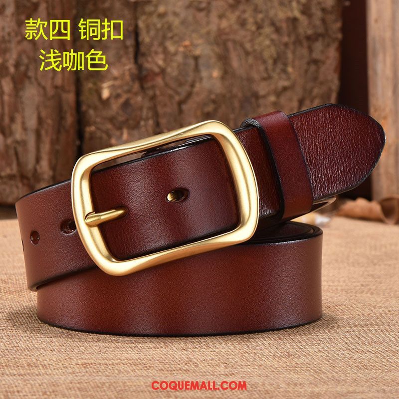 Ceinture Homme Cuir De Vache Alliage Couche De Tête, Ceinture Pure Âge Moyen Dunkel