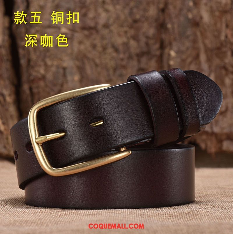 Ceinture Homme Cuir De Vache Alliage Couche De Tête, Ceinture Pure Âge Moyen Dunkel