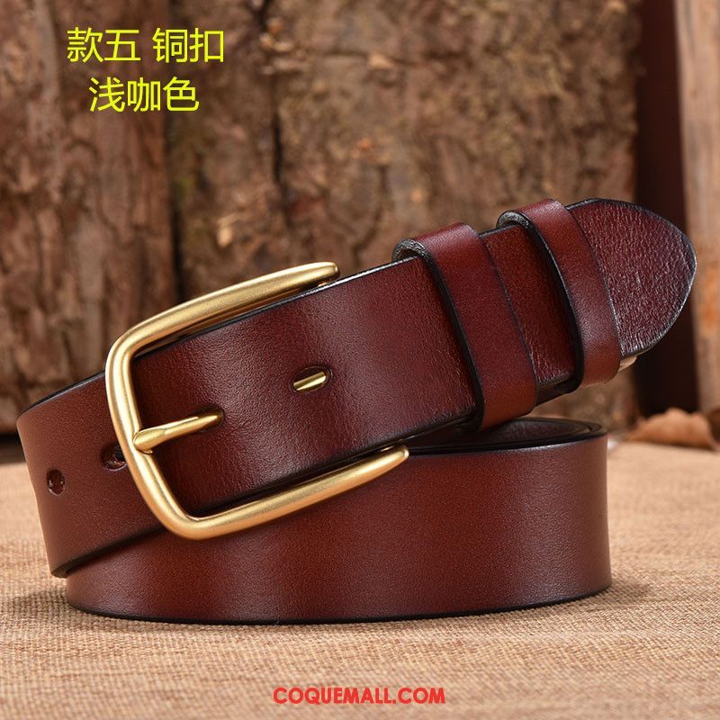 Ceinture Homme Cuir De Vache Alliage Couche De Tête, Ceinture Pure Âge Moyen Dunkel