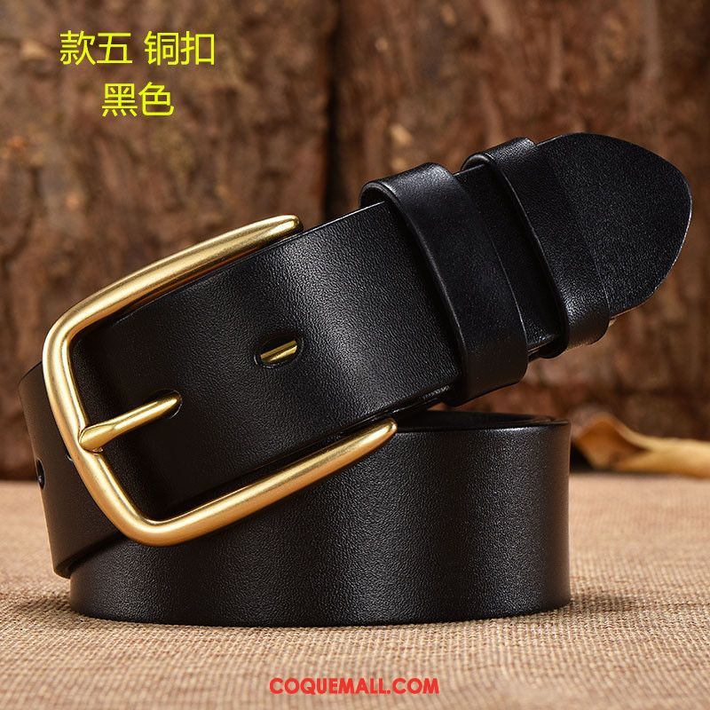 Ceinture Homme Cuir De Vache Alliage Couche De Tête, Ceinture Pure Âge Moyen Dunkel