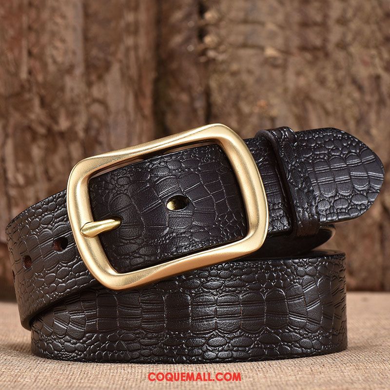 Ceinture Homme Cuir De Vache Alliage Couche De Tête, Ceinture Pure Âge Moyen Dunkel