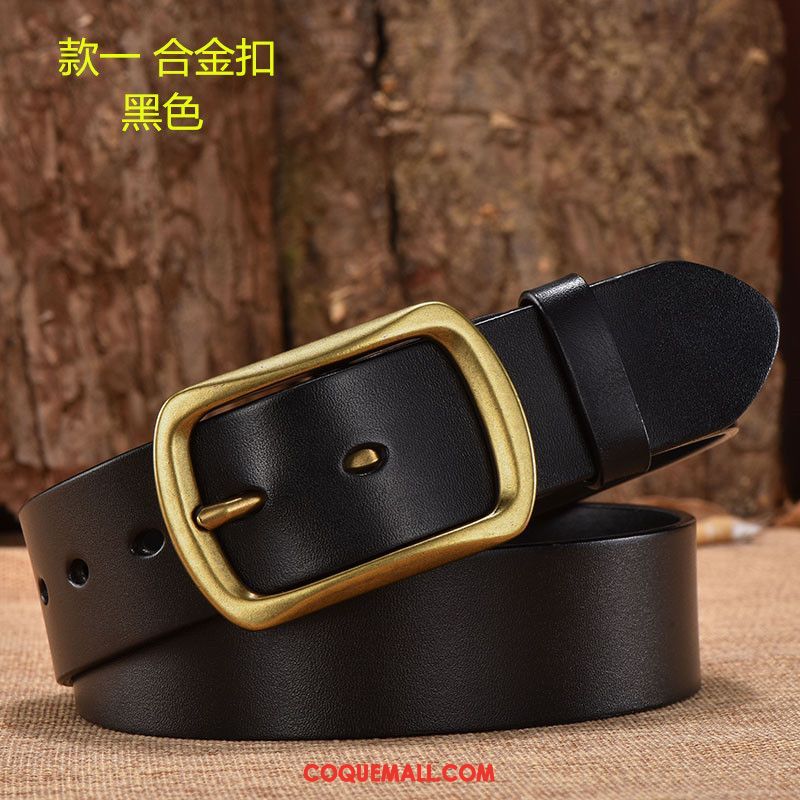 Ceinture Homme Cuir De Vache Alliage Couche De Tête, Ceinture Pure Âge Moyen Dunkel