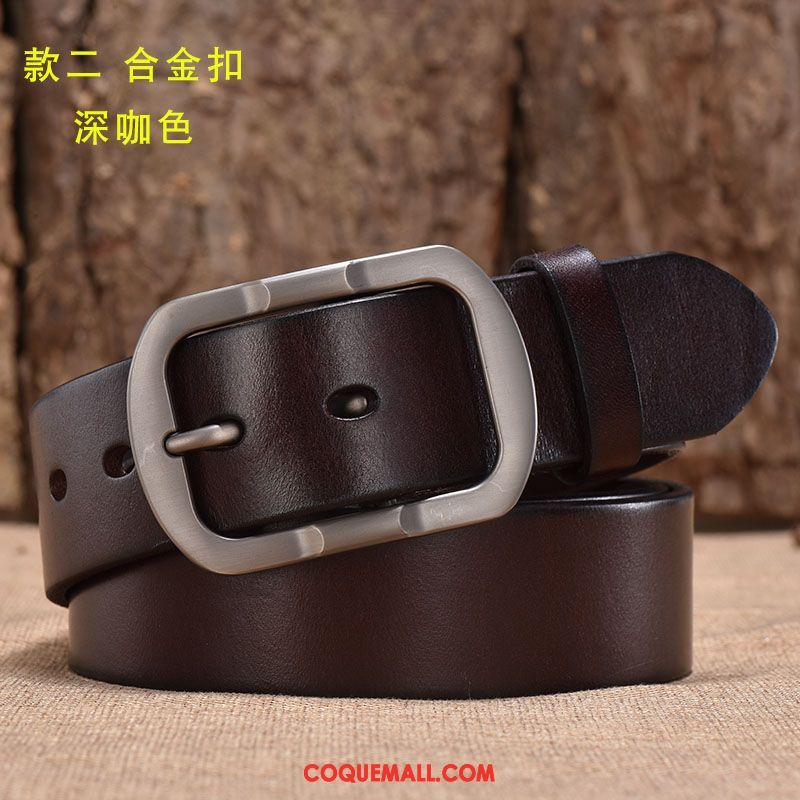 Ceinture Homme Cuir De Vache Alliage Couche De Tête, Ceinture Pure Âge Moyen Dunkel