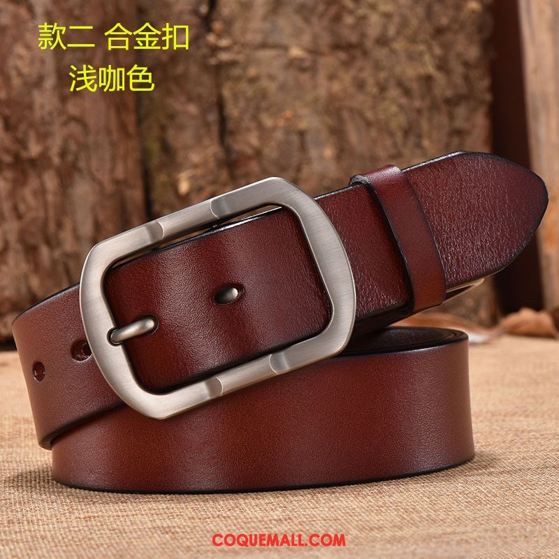 Ceinture Homme Cuir De Vache Alliage Couche De Tête, Ceinture Pure Âge Moyen Dunkel