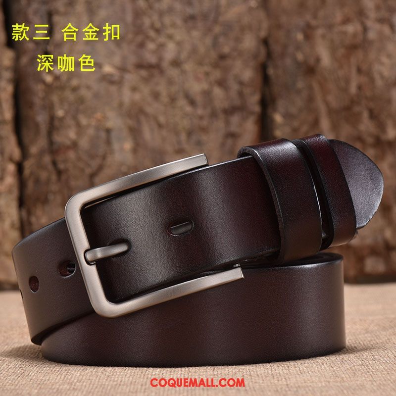 Ceinture Homme Cuir De Vache Alliage Couche De Tête, Ceinture Pure Âge Moyen Dunkel