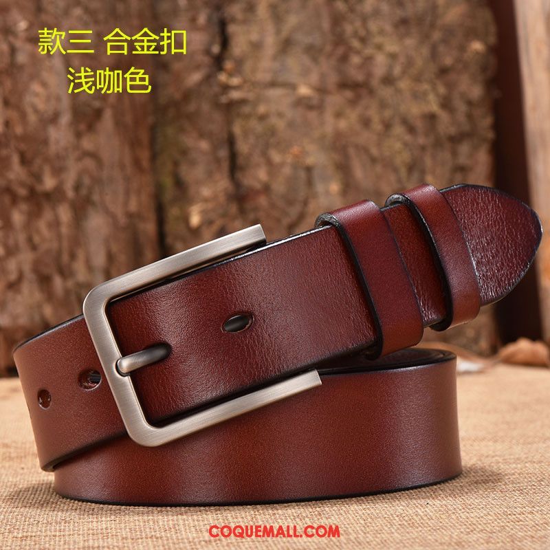 Ceinture Homme Cuir De Vache Alliage Couche De Tête, Ceinture Pure Âge Moyen Dunkel