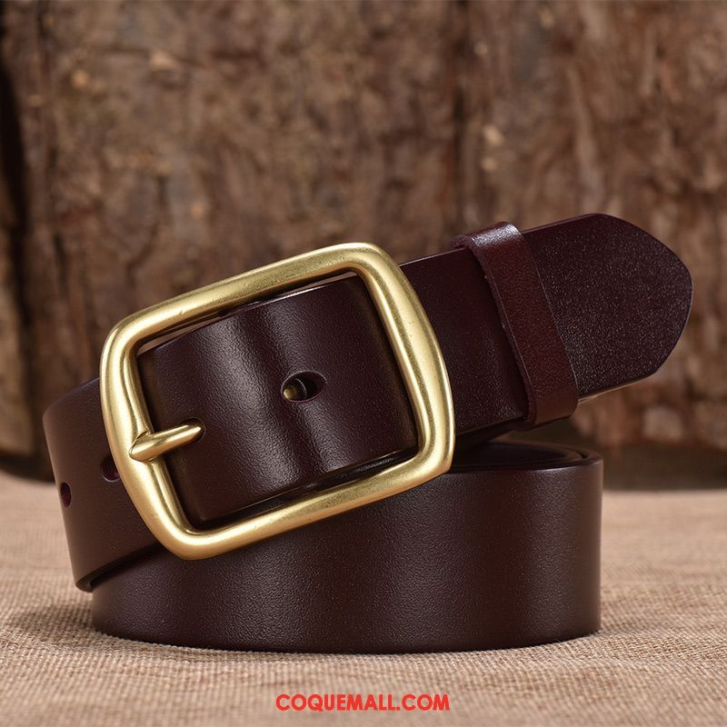 Ceinture Homme Cuir De Vache Alliage Couche De Tête, Ceinture Pure Âge Moyen Dunkel