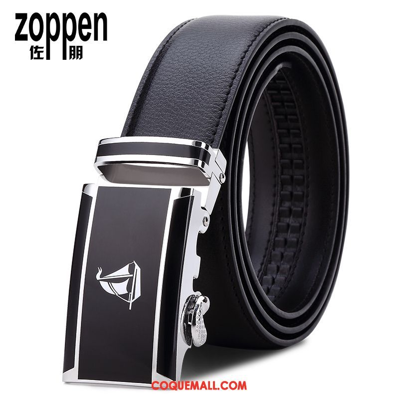 Ceinture Homme Cuir De Vache Boucle Automatique Pure, Ceinture Entreprise Noir