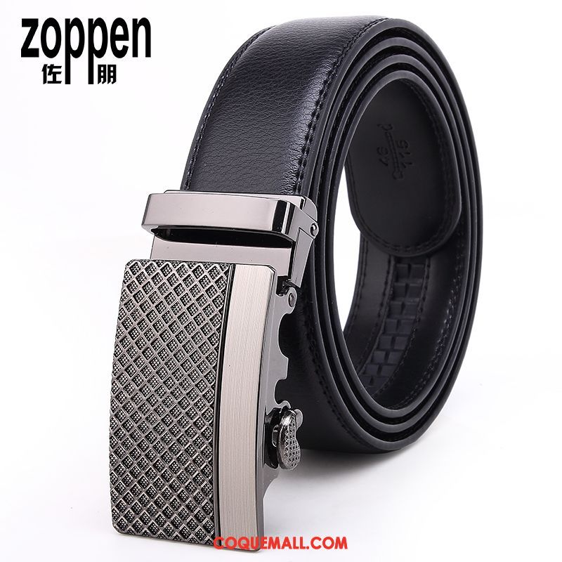 Ceinture Homme Cuir De Vache Boucle Automatique Pure, Ceinture Entreprise Noir