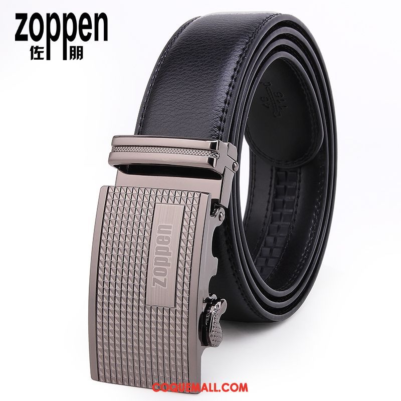 Ceinture Homme Cuir De Vache Boucle Automatique Pure, Ceinture Entreprise Noir