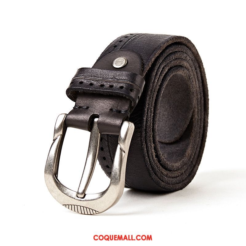 Ceinture Homme Cuir De Vache Couche De Tête Jeunesse, Ceinture Simple Loisir Braun Dunkel