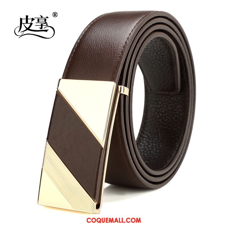 Ceinture Homme Cuir De Vache Noir Couche De Tête, Ceinture Cuir Véritable Loisir