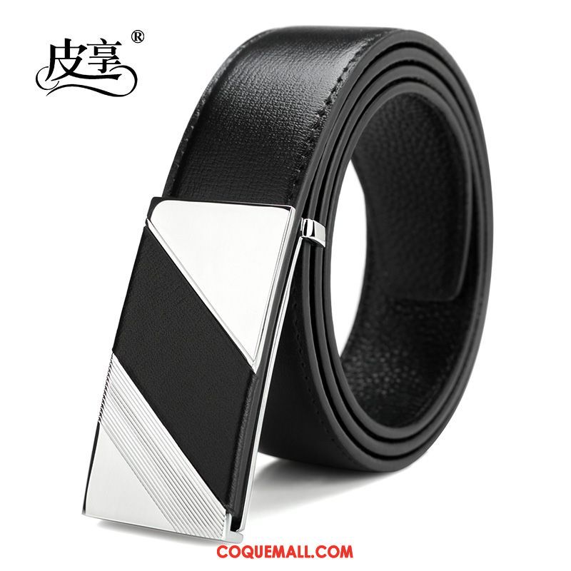 Ceinture Homme Cuir De Vache Noir Couche De Tête, Ceinture Cuir Véritable Loisir