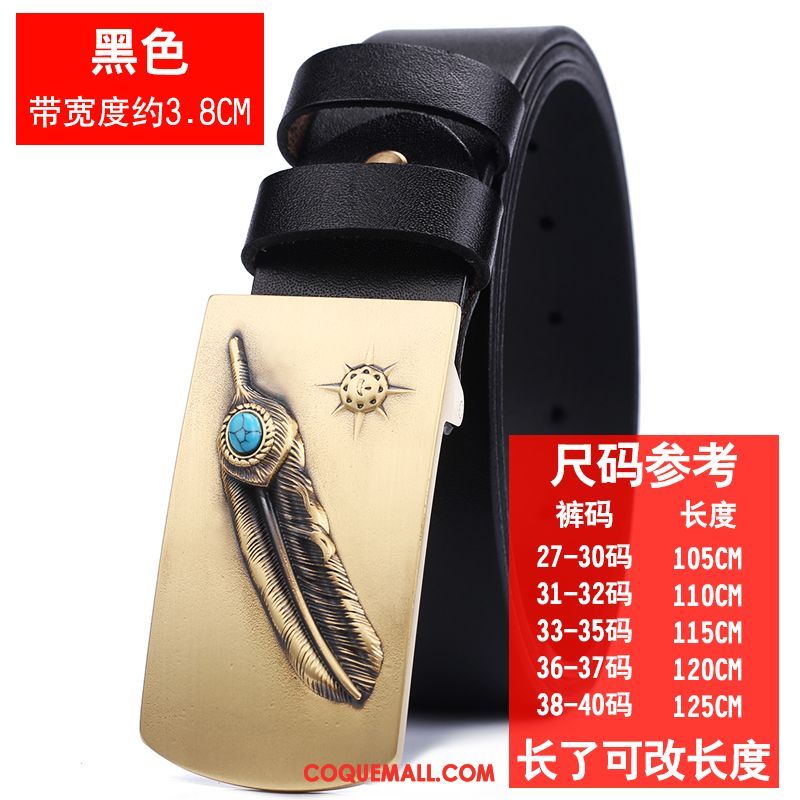 Ceinture Homme Cuir De Vache Personnalité Cuir Véritable, Ceinture Rétro Original Braun