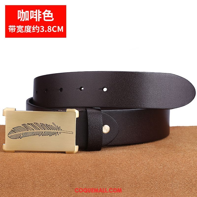 Ceinture Homme Cuir De Vache Tendance Cuir Véritable, Ceinture Lisse Loisir Braun