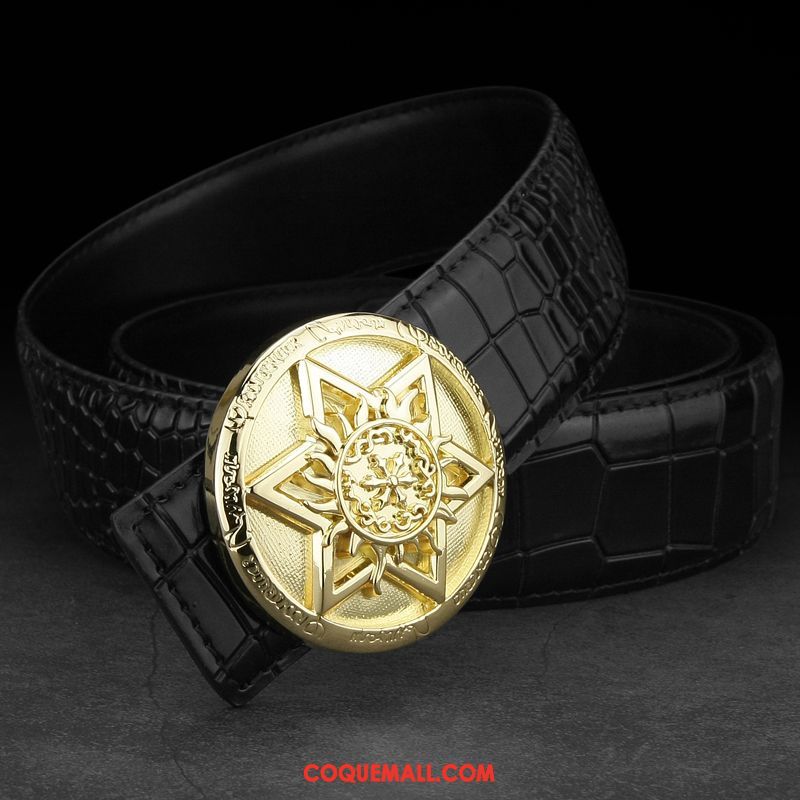 Ceinture Homme Cuir De Vache Vêtements De Cérémonie Loisir, Ceinture Lisse Cuir Véritable Braun Gold