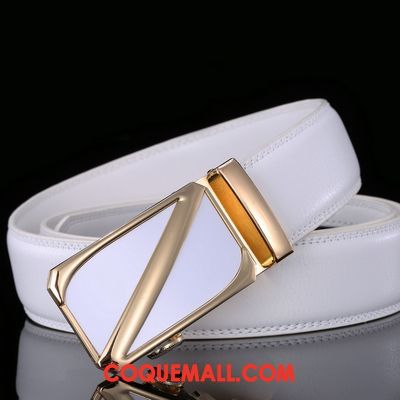 Ceinture Homme Cuir Véritable Jeunesse Étudiant, Ceinture Boucle Automatique Loisir Gold