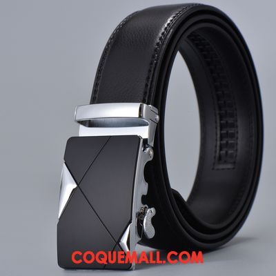 Ceinture Homme Cuir Véritable Jeunesse Étudiant, Ceinture Boucle Automatique Loisir Gold