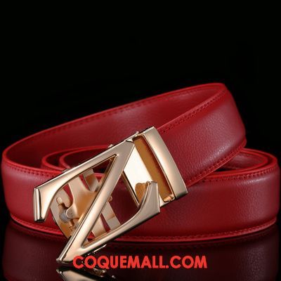 Ceinture Homme Cuir Véritable Jeunesse Étudiant, Ceinture Boucle Automatique Loisir Gold