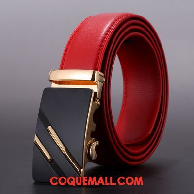 Ceinture Homme Cuir Véritable Jeunesse Étudiant, Ceinture Boucle Automatique Loisir Gold