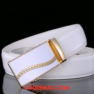 Ceinture Homme Cuir Véritable Jeunesse Étudiant, Ceinture Boucle Automatique Loisir Gold