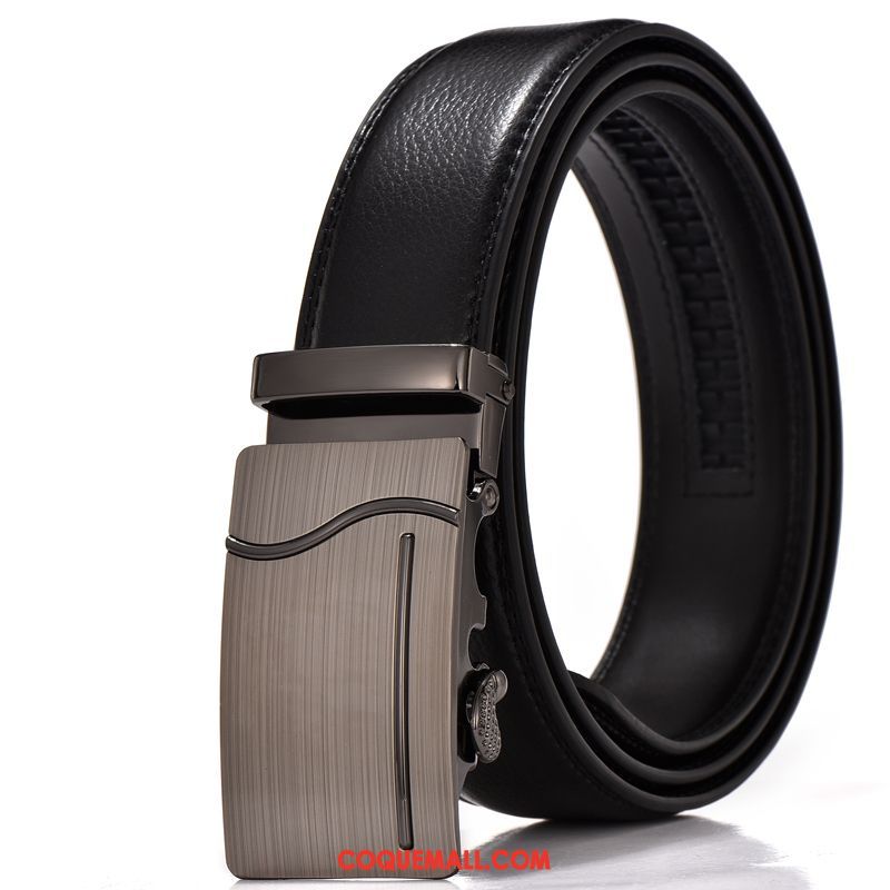 Ceinture Homme Cuir Véritable Jeunesse Étudiant, Ceinture Boucle Automatique Loisir Gold