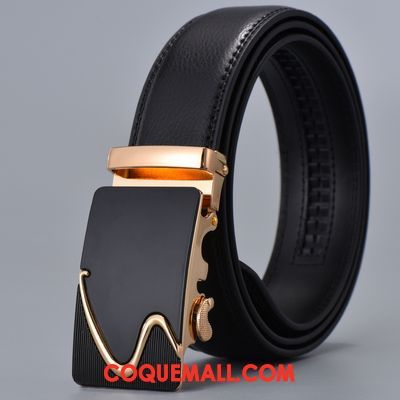 Ceinture Homme Cuir Véritable Jeunesse Étudiant, Ceinture Boucle Automatique Loisir Gold