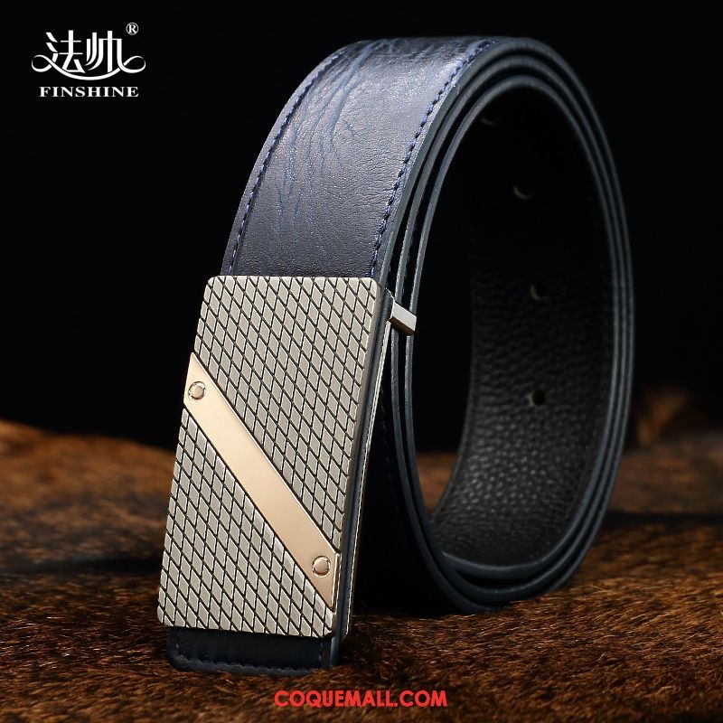 Ceinture Homme Cuir Véritable Loisir Jeunesse, Ceinture Lisse Couche De Tête