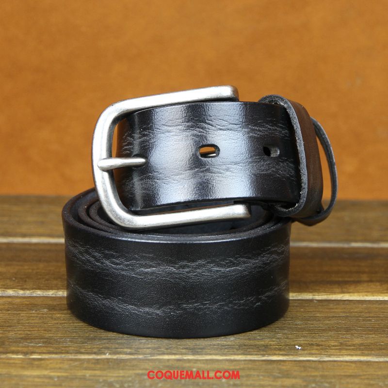 Ceinture Homme Cuir Véritable Noir Denim, Ceinture Loisir Nouvelles Arrivées