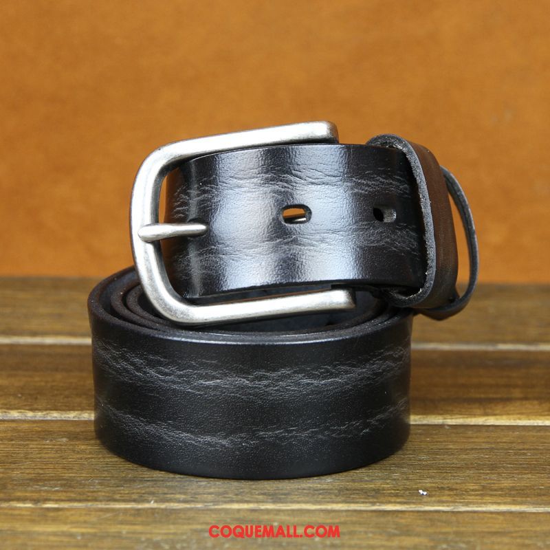 Ceinture Homme Cuir Véritable Noir Denim, Ceinture Loisir Nouvelles Arrivées