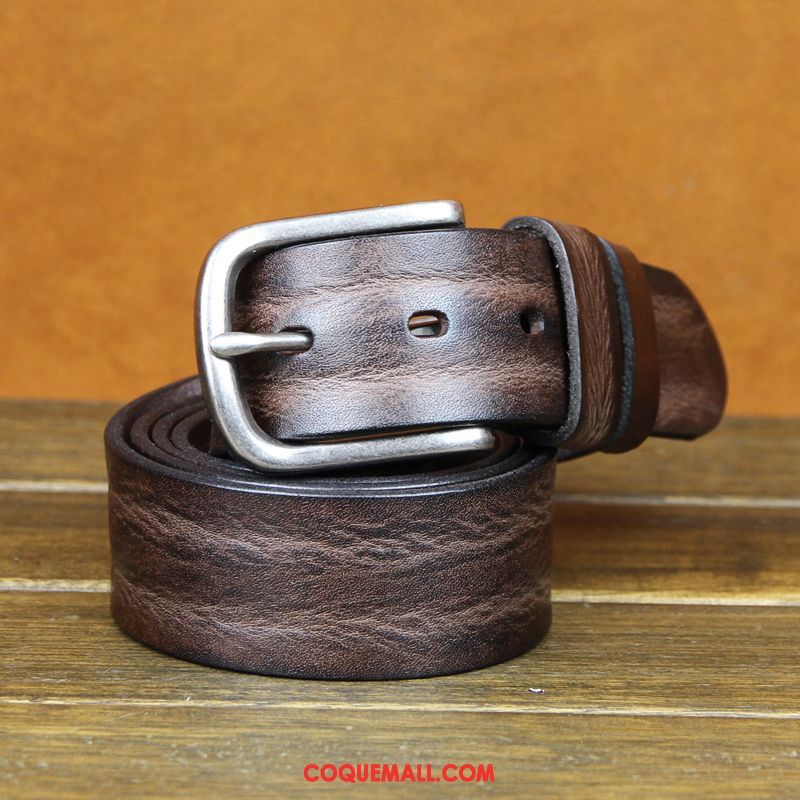 Ceinture Homme Cuir Véritable Noir Denim, Ceinture Loisir Nouvelles Arrivées