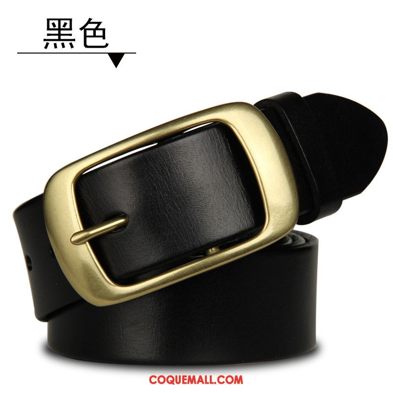 Ceinture Homme Cuir Véritable Rétro Couche De Tête, Ceinture All-match Noir Orange