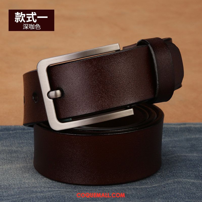 Ceinture Homme Jeune Loisir Boucle, Ceinture Cuir Véritable Âge Moyen