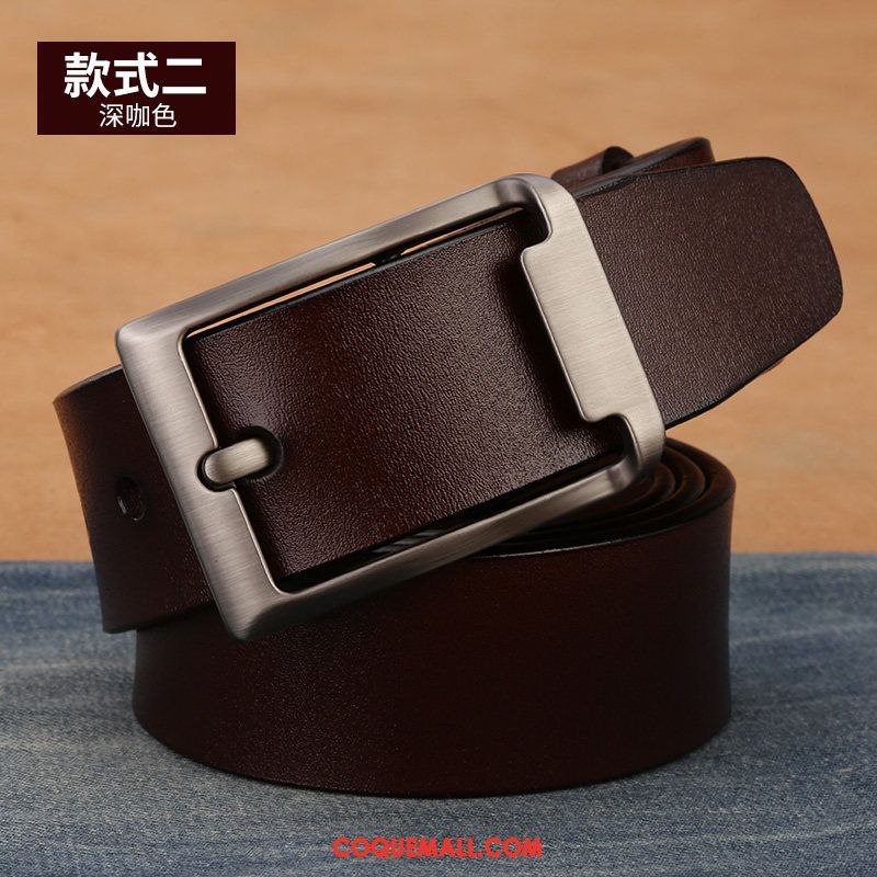 Ceinture Homme Jeune Loisir Boucle, Ceinture Cuir Véritable Âge Moyen