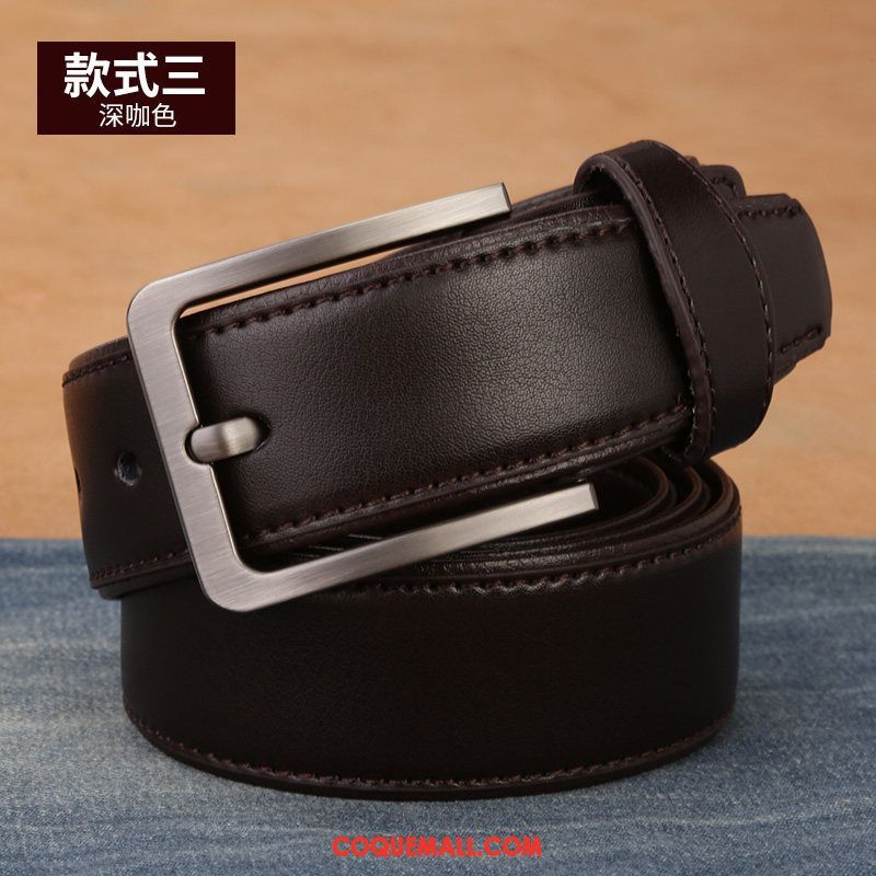 Ceinture Homme Jeune Loisir Boucle, Ceinture Cuir Véritable Âge Moyen