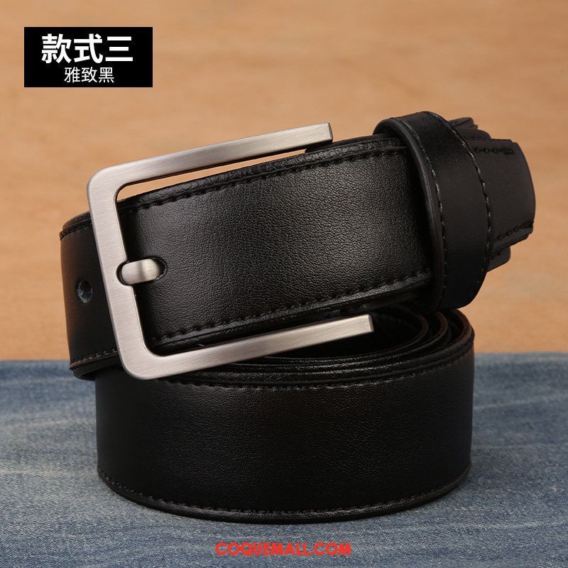 Ceinture Homme Jeune Loisir Boucle, Ceinture Cuir Véritable Âge Moyen