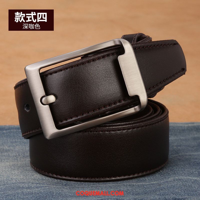 Ceinture Homme Jeune Loisir Boucle, Ceinture Cuir Véritable Âge Moyen