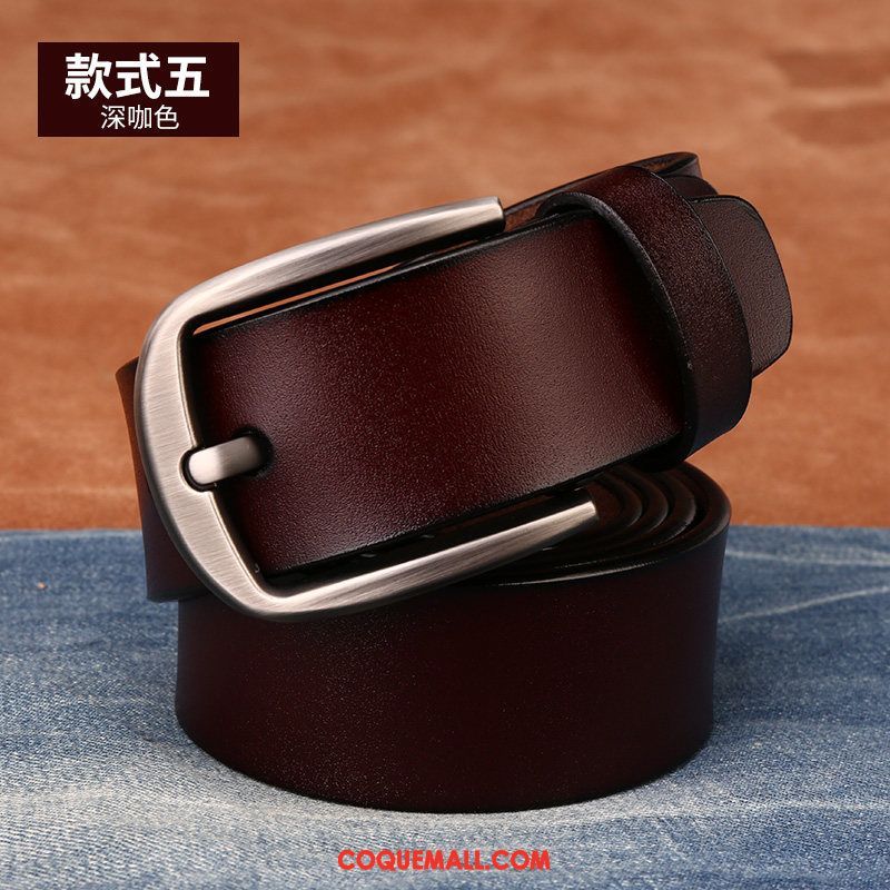 Ceinture Homme Jeune Loisir Boucle, Ceinture Cuir Véritable Âge Moyen