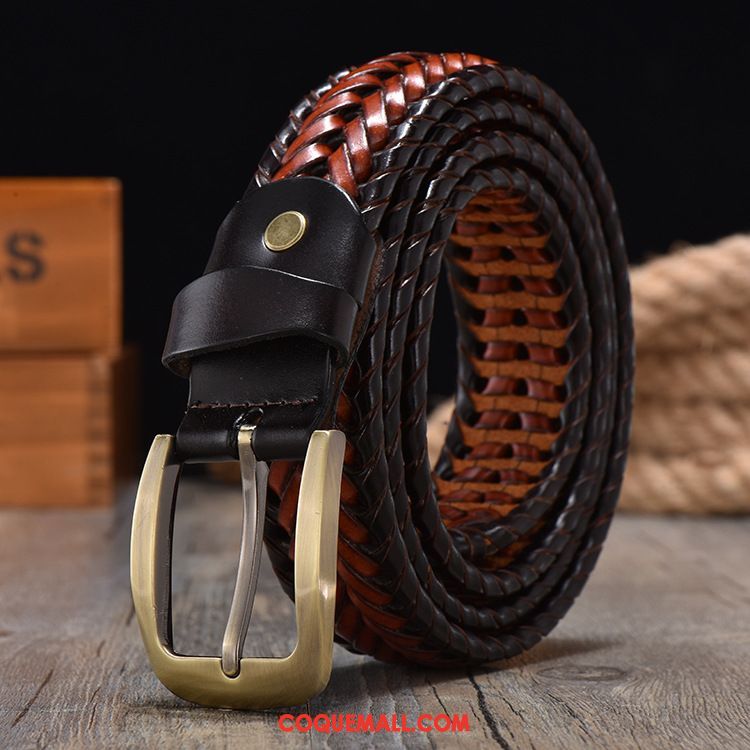 Ceinture Homme Jeune Pure Loisir, Ceinture Cuir De Vache Cuir Véritable Kamelfarbe