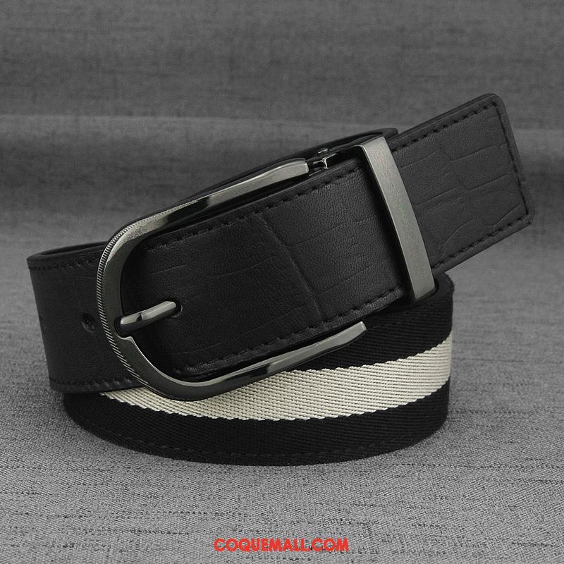 Ceinture Homme Jeunesse Boucle Simple, Ceinture Tendance Cuir Véritable Blau Gold