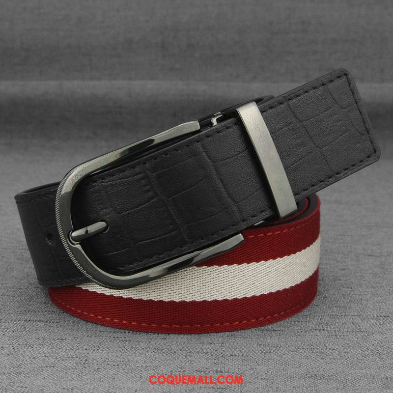 Ceinture Homme Jeunesse Boucle Simple, Ceinture Tendance Cuir Véritable Blau Gold