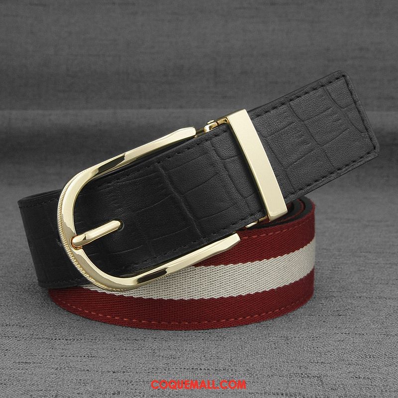 Ceinture Homme Jeunesse Boucle Simple, Ceinture Tendance Cuir Véritable Blau Gold