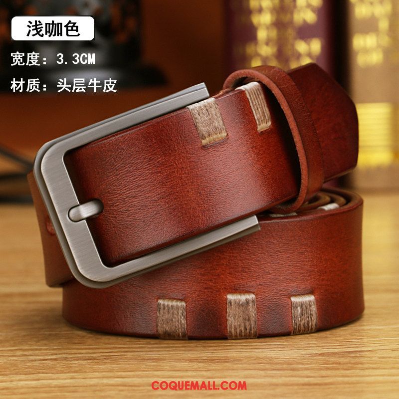 Ceinture Homme Jeunesse Milieu Cuir De Vache, Ceinture Loisir Boucle Hell