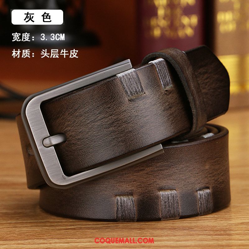 Ceinture Homme Jeunesse Milieu Cuir De Vache, Ceinture Loisir Boucle Hell