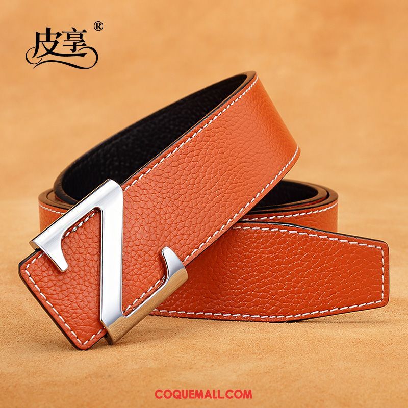 Ceinture Homme Jeunesse Mode Blanc, Ceinture Lettre Lisse Orange Dunkel