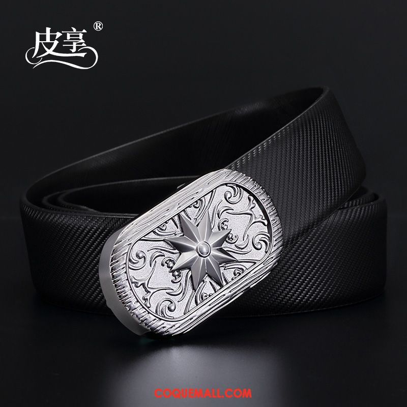 Ceinture Homme Jeunesse Personnalité Étudiant, Ceinture Argenté Cuir Véritable