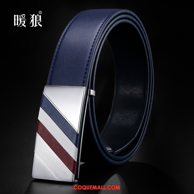 Ceinture Homme Lisse Cuir De Vache Mode, Ceinture Loisir Tendance