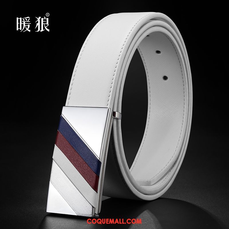 Ceinture Homme Lisse Cuir De Vache Mode, Ceinture Loisir Tendance